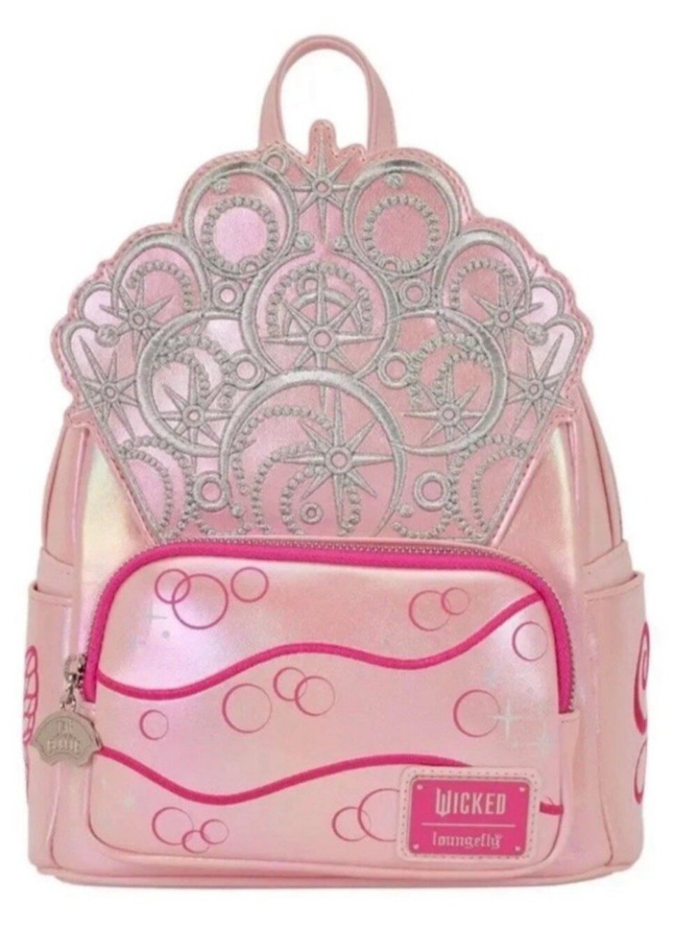 Loungefly Wicked For Good Pink Glinda Cosplay Mini Backpack Silver Crown NWT